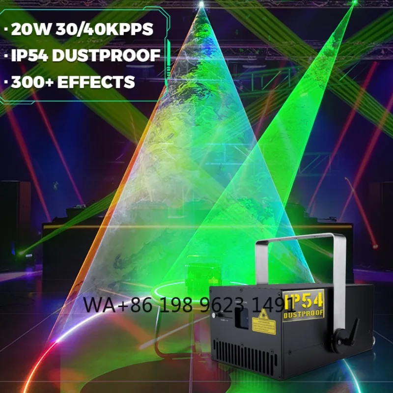 

20W DMX 3D RGB Animation ILDA Beam Light Scanner Stage Club Party Wedding Event Show Effect Lighting