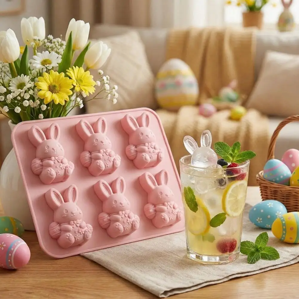 Easter Ice Tray Mold Easter Bunny Mold Set 3d Silicone Ice Tray Food-grade Safe Non-stick Baking Chocolate Cake Jelly Fudge - view 3
