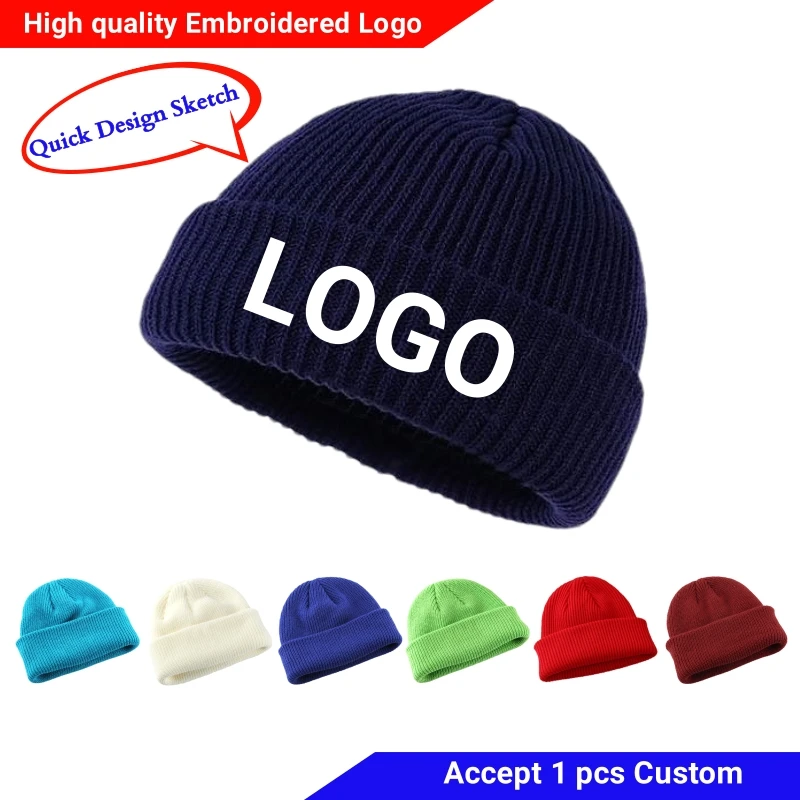 Custom Beanie Text Stitching Design Your Own Beanies Hats for Men Women Skull Balaclava Winter Knit Cap Cuffed Beanie Soft Hat