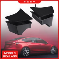 Caja de almacenamiento lateral izquierdo para maletero trasero de las tierras altas Tesla Model 3 con cubierta, organizador de maletero trasero, accesorios de decoración de partición, 2024
