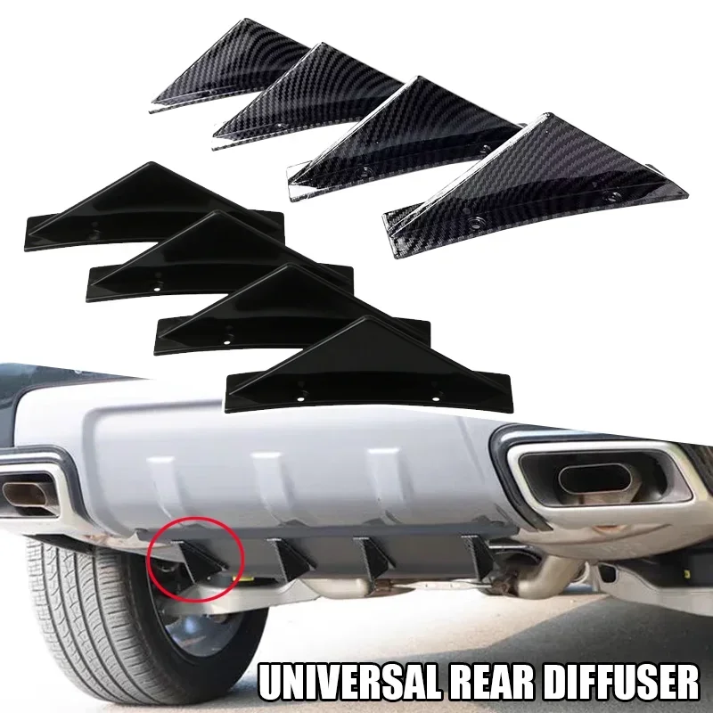 4PCS Universal Auto Hinten Stoßstange Diffusor Lip Spoiler Shark Fin Spliter Spoiler Chassis Stoßstange Deflektor Schutz Abdeckung Kit