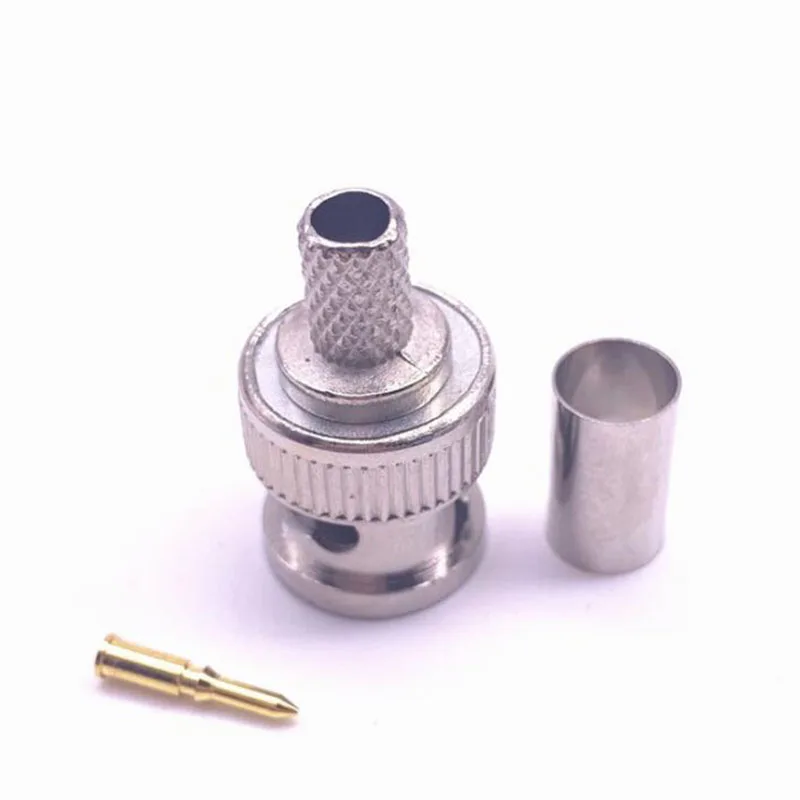 5pcs BNC Male Crimp Type Connector adapter plug for CCTV audio BNC Female Coupler Connector RG58 RG59 RG60 cables A4