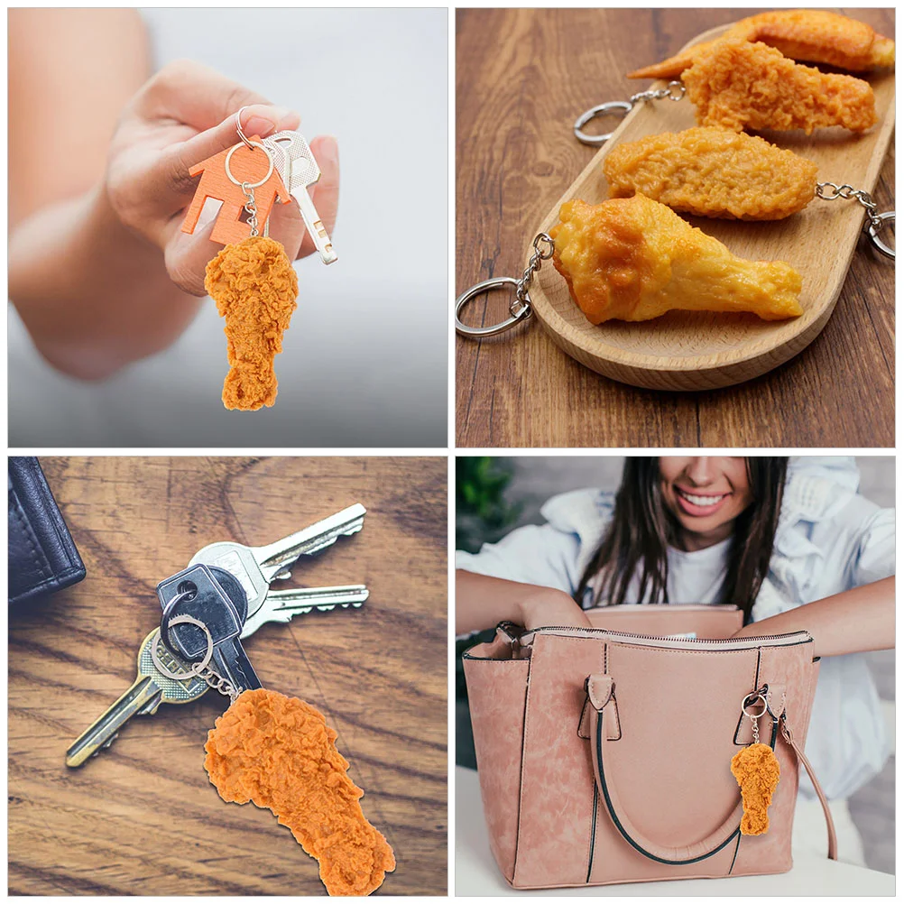 Chicken Leg Pendant Keychains for Backpacks Ring Decor Simulation Food Model Pendants Child