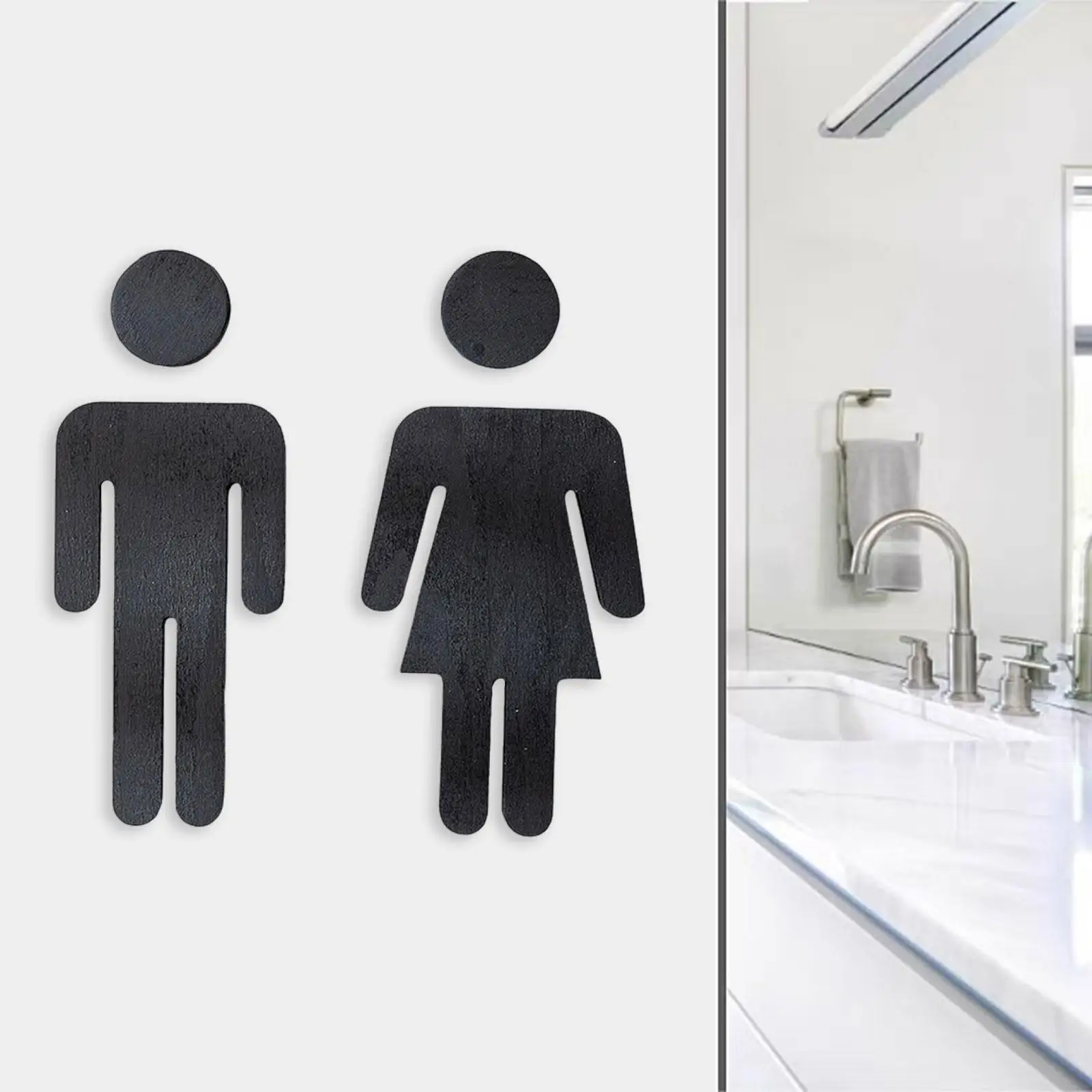 Men and Women Restroom Signage Plaque Toilet Direction Sign Reusable Bathroom Sticker Toilet Signboard for Bar Hotel Business