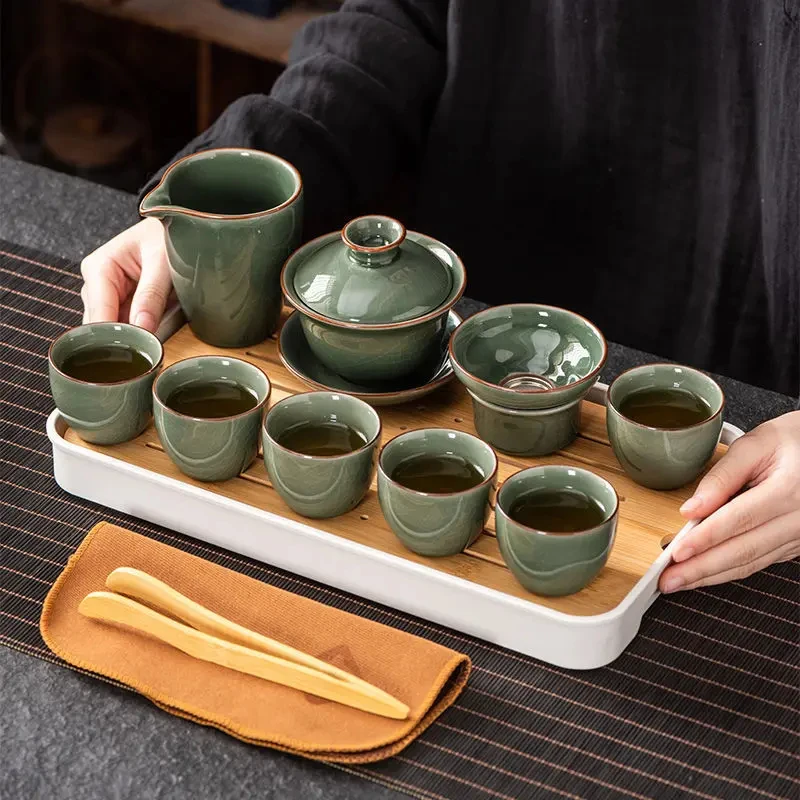 custom.Miyu Kiln Ceramic Travel Tea Set Teacup Lid Portable New Style Boat Festival National Day Event Pr
