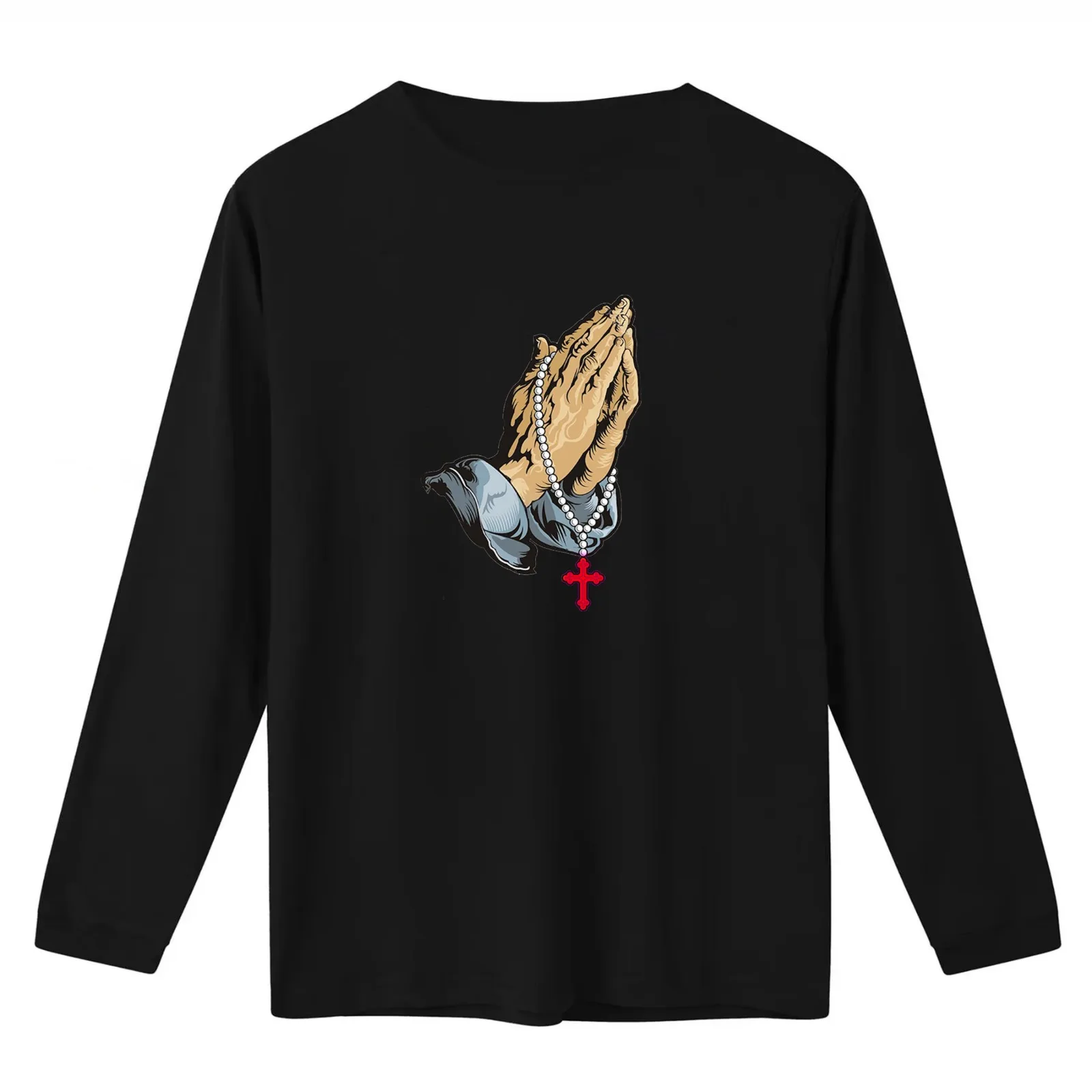 praying hands T-Shirt Summer Casual Cotton Tee Oversized Streetwear Tops Vintage Graphic Print Loose Fit Short Sleeve