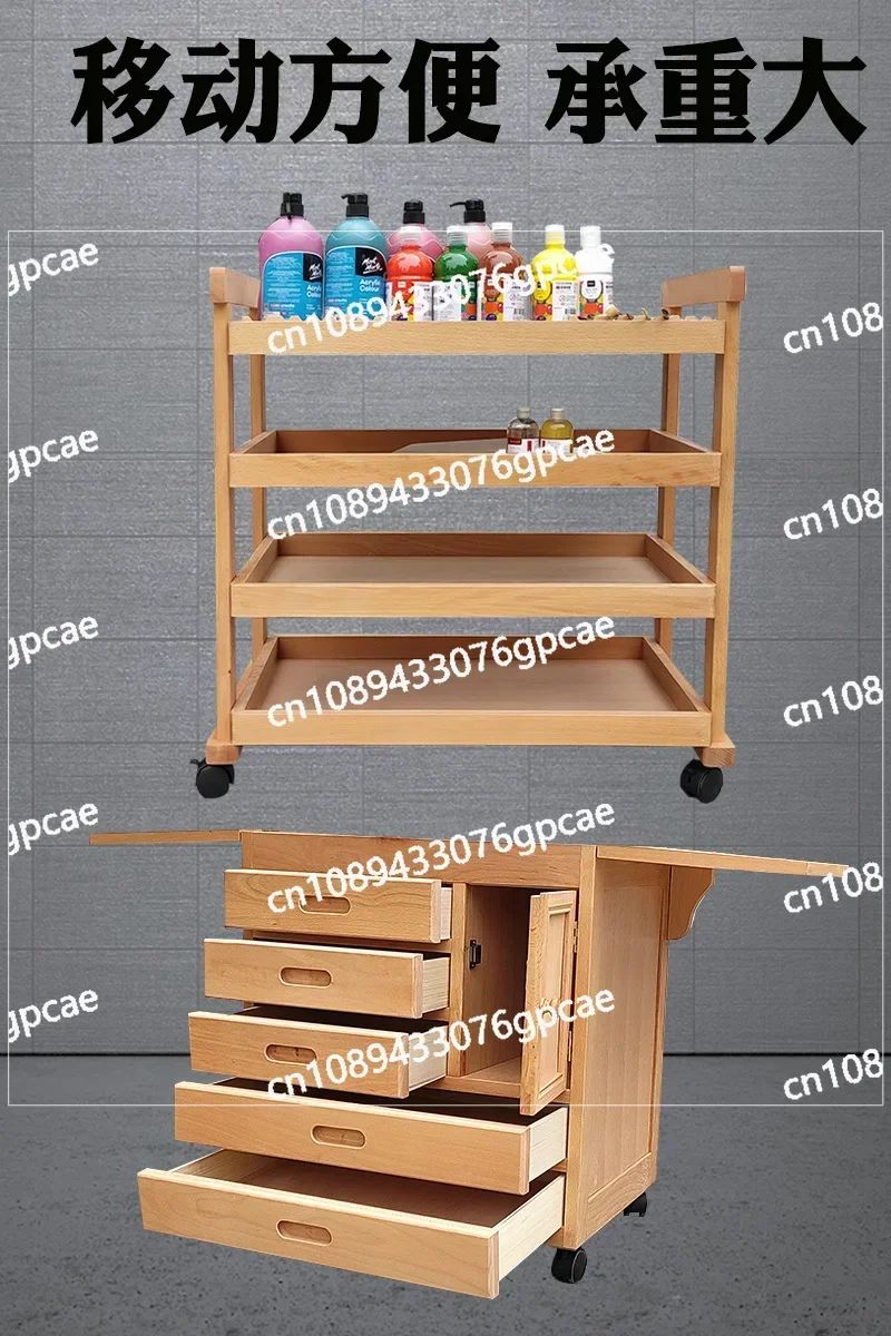 Mesa de pintura a óleo multifuncional de madeira maciça de três camadas faia móvel imagem gabinete profissional arte esboço conjunto
