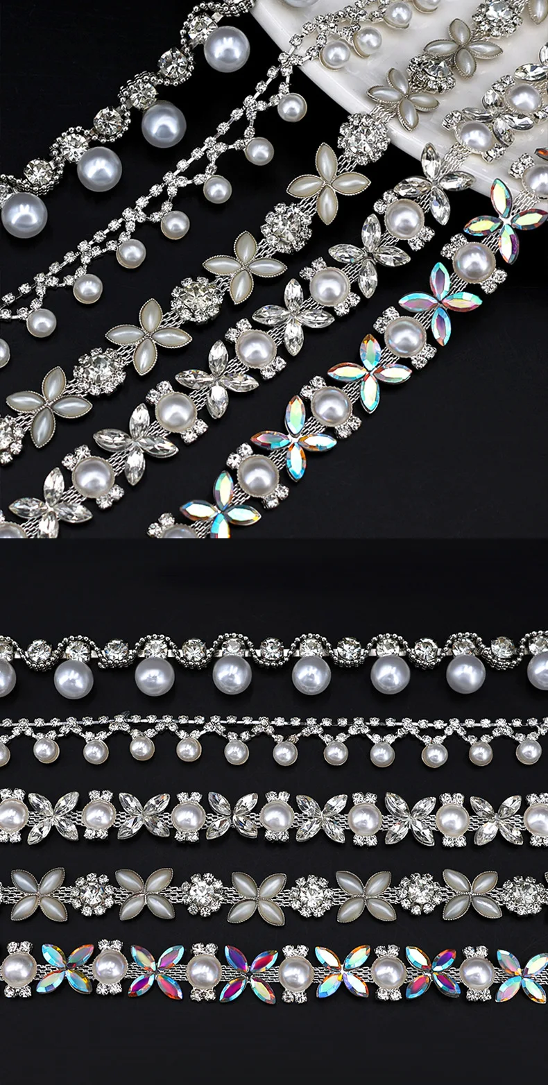 10 Yards Strass Sparkle Kristall Diamant Strass Perlenkette Kleidung Taschen Zubehör DIY Hochzeit Party Geschenk Dekoration – Detail 2