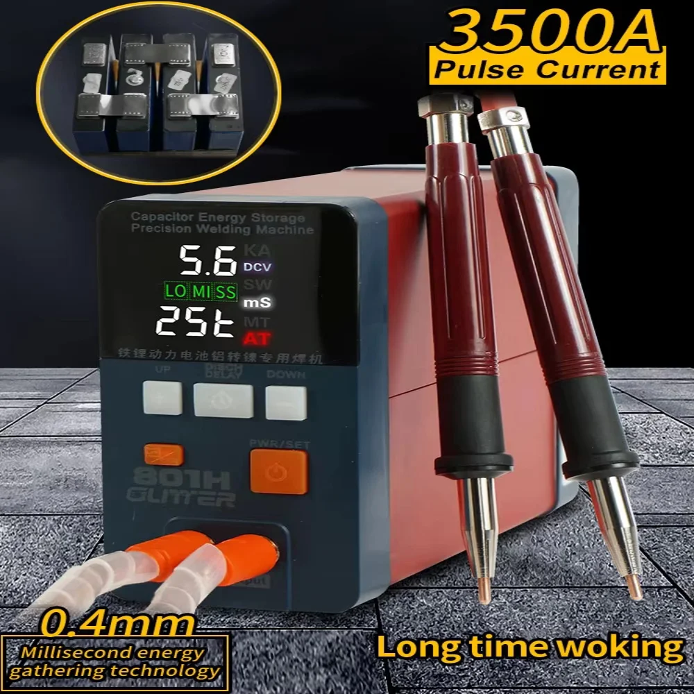 801H Spot Welding for 18650 Battery Welding Machine Peak Power 19.8kw 3500A Pulsed Current 110-240V  Al Nickel Spot Welder