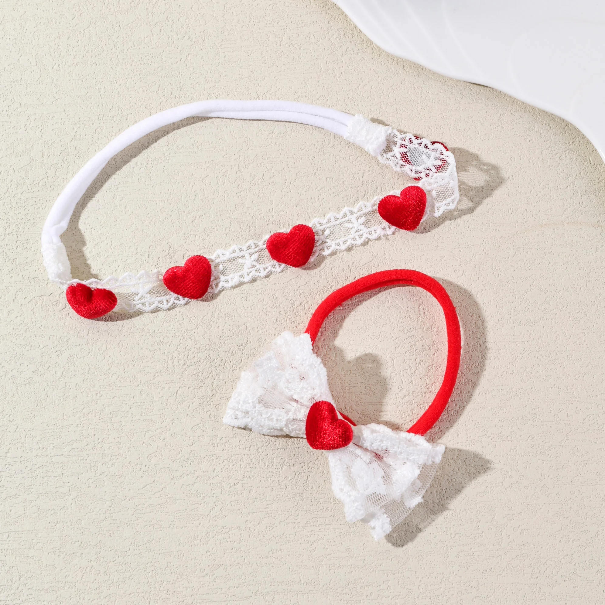 

Red Peach Heart Baby Headband Cute Lace Bowknot Hair Bands For Newborn Girls Heart Shape Headdress Wedding Holiday Party Gifts