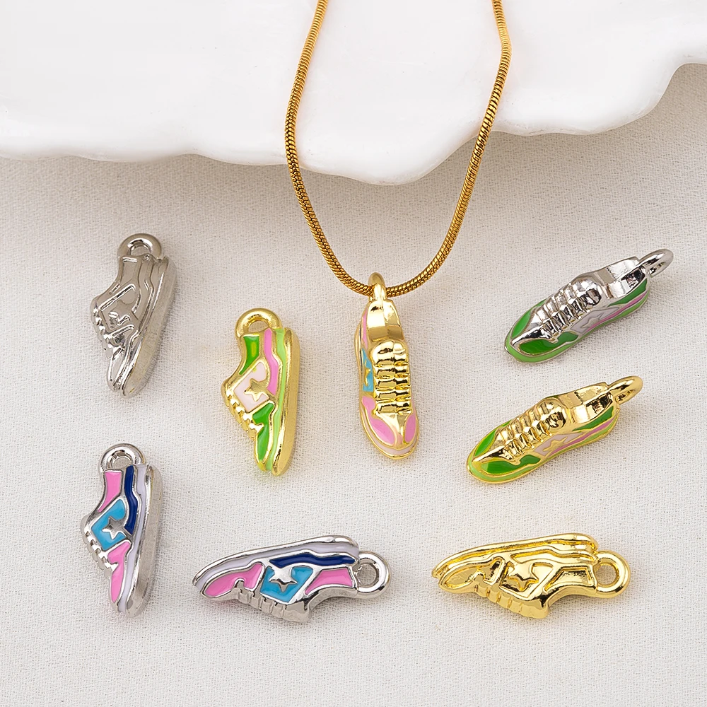 5Pcs Enamel Alloy Fashionable Sports Charms Roller Skates Boots Shape Pendants For DIY Jewelry Making Accessories Women's Charms