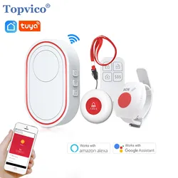 Topvico Smart WiFi Pulsante di Panico Per Anziani SOS Allarme Wireless Insegante Cercapersone Avviso di Caduta Chiamata Di Emergenza Alexa Google Casa Tuya