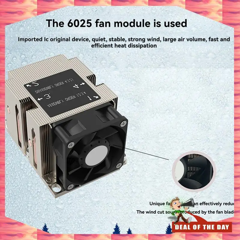 Pengiriman 24 Jam 2X Pendingin LGA3647-2U-R83 240W untuk Lga 3647 Radiator Tipe Sempit 2U Heat Sink 4 Kipas Pendingin Tiup Samping Pipa Panas