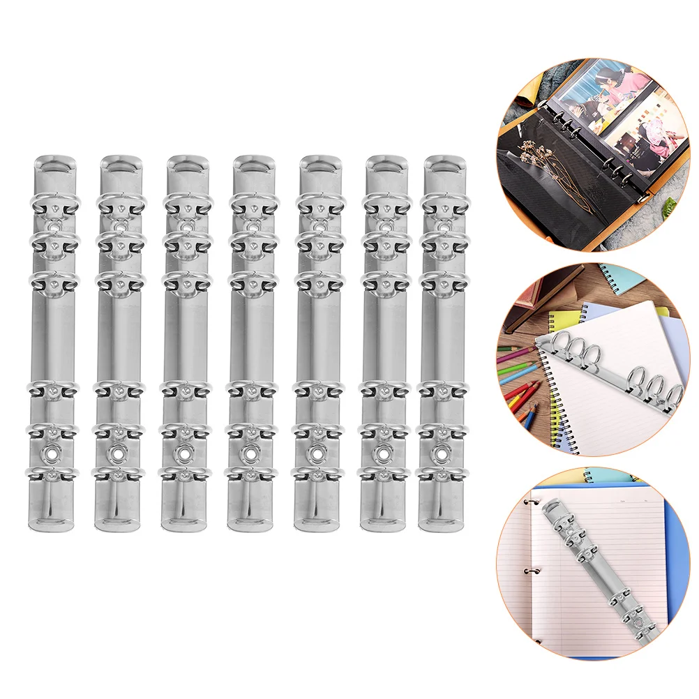 

7 Pcs Loose Leaf Binder Notebook Ring Clip Stainless Steel Round Binders Photo Album