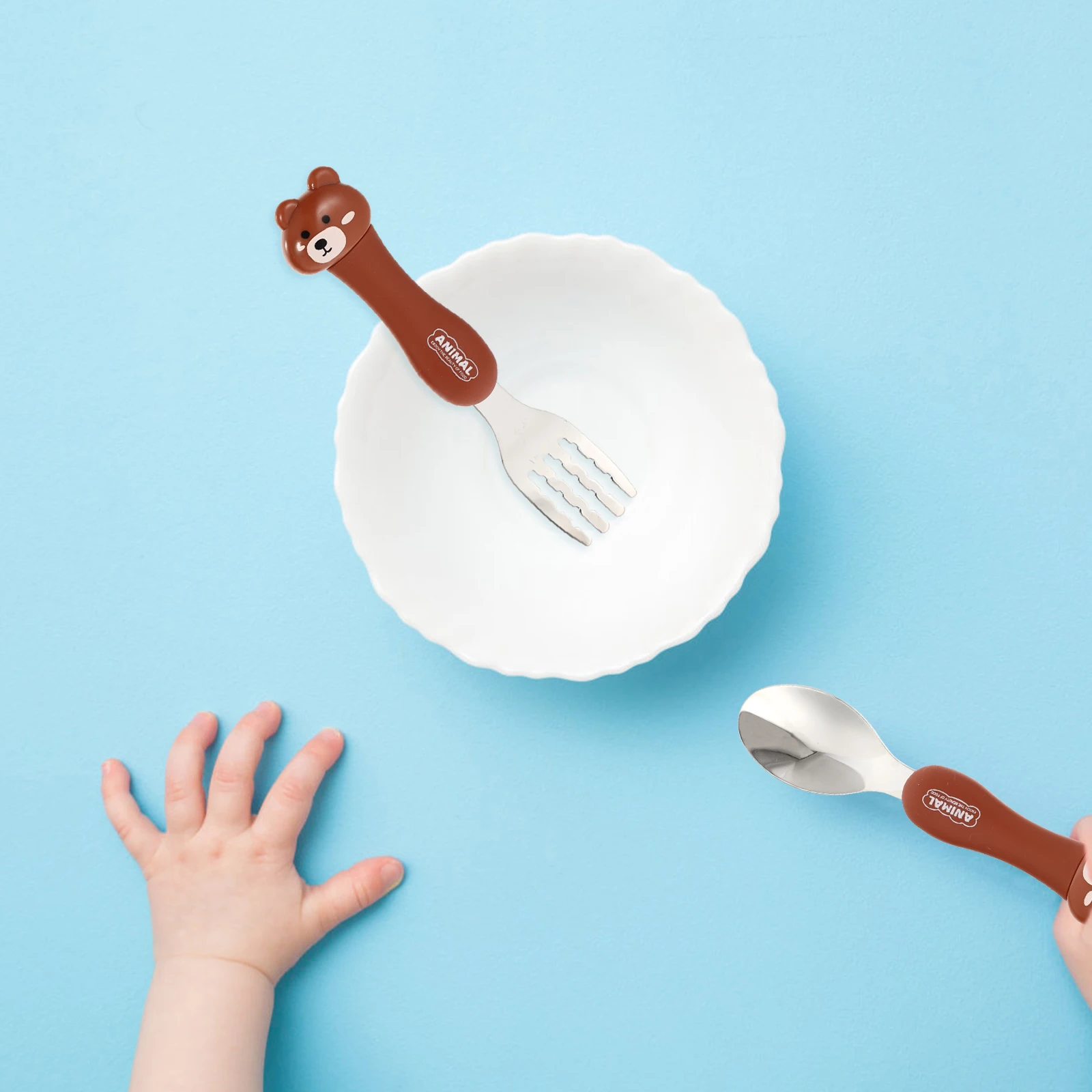

Children Cutlery 2 Sets Baby Spoon Fork Cartoon Toddler Dinning Serving Utensils Compact Lightweight Heat Resistant Safe Smooth