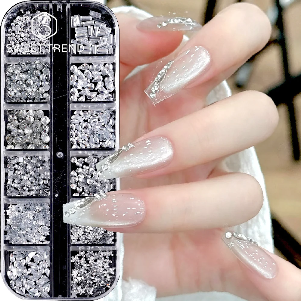 SWEET TREND-FlatBack Crystal Nail Rhinestones 3D Nail Art Decoration Gem Stones Materials Rhinestone for Manicure Accessories