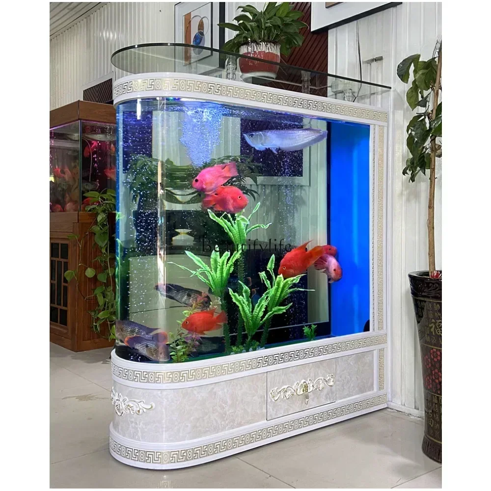

LD33Fish Tank Living Room Entrance Aquarium Ecological Glass Subareas Screens