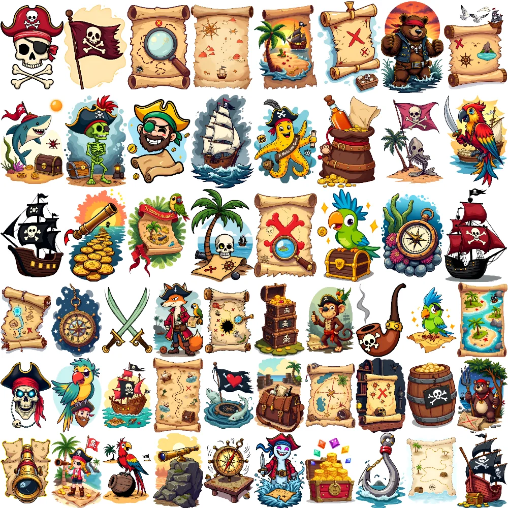 63 قطعة الوشم المؤقت شجرة النخيل ملصقات الوشم المؤقت الجمجمة مدفع مقاوم للماء طويلة الأمد ملصقات الجسم خريطة القراصنة #3