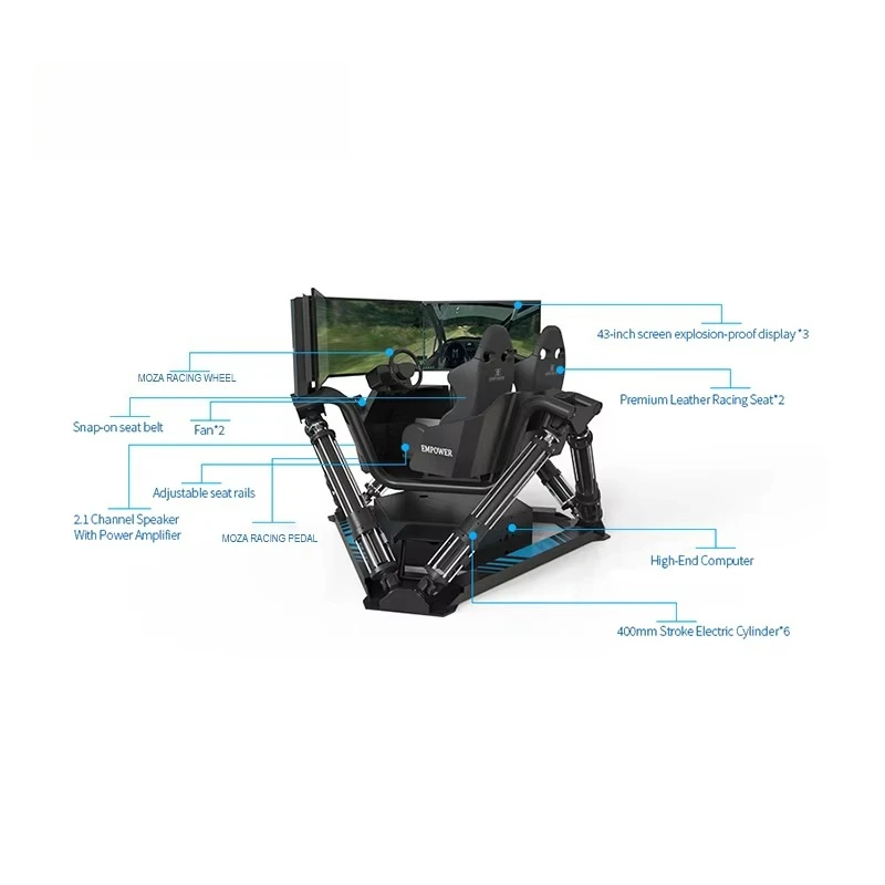 Renixsim Commercial Theme Park Racing Full Motion Sim Racer Cockpit Simulator Sim Racing Rig 6 Actuator Set