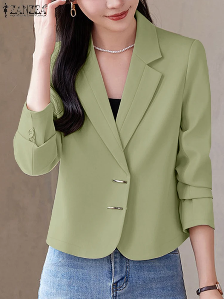 ZANZEA Fashion Women Blazer Spring Elegant 2024 Autumn Casual Outwear Solid Jackets Thin Coats Lapel Neck Long Sleeve OL Suits