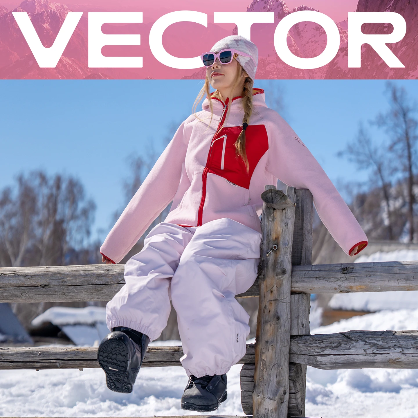 VECTOR Women's Men's Color-block Fleece Jacket Hooded Fleece Hoodie Warm Anti-static Breathable Sweat Wicking Snowboard Ski Coat