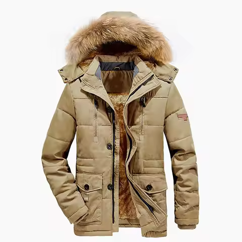 Chaqueta con capucha de algodón puro, chaqueta holgada informal de longitud media de algodón grueso, abrigo térmico cortavientos para hombre, chaqueta ligera con capucha para hombre