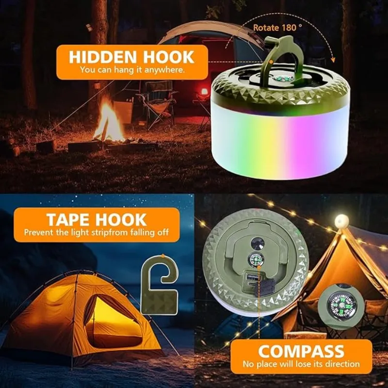 Outdoor Hanging Charging Leather Tape Measure Waterproof Camping Light LED Ambient Light String Tent Portable Decorative Light