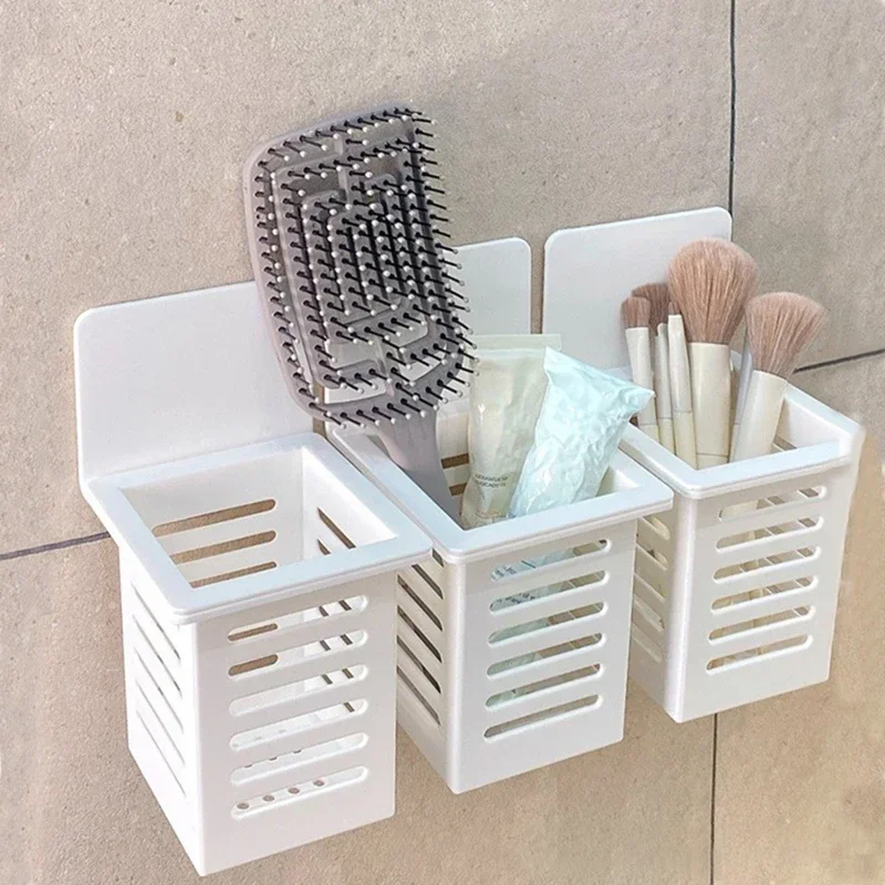 1pc Punch-Free Toothpaste Holder Storage Rack Wall Mounted Toothbrush Organizer Bathroom Kitchen Box