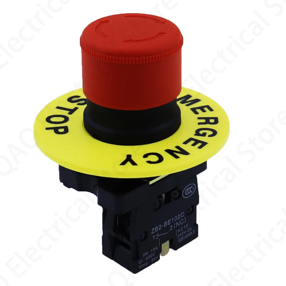 22mm red mushroom head emergency stop button switch XB2 LAY37 NO/NC alarm button switch