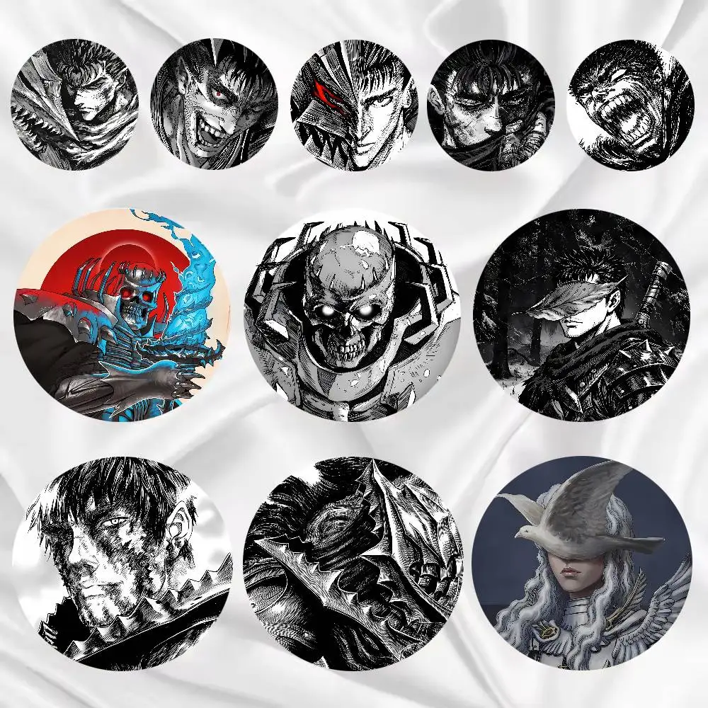 Popular Dark Style B-BERSERKS Anime Badge Cool Comic Figure Lapel Backpack Jacket Hat Decoration Collectible Gift