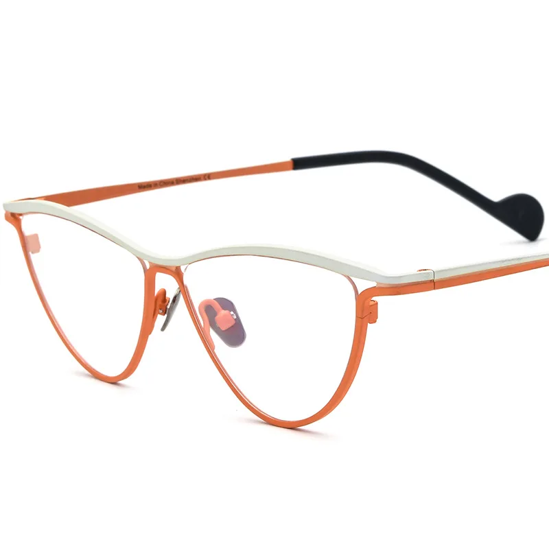 New color matching pure titanium glasses frame fashionable flat glasses cat-eye retro optical can be matched with glasses