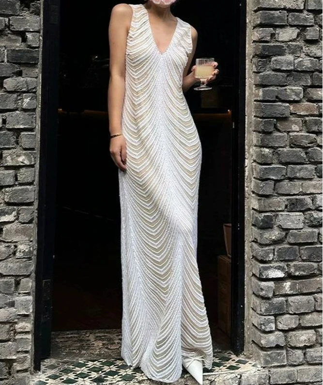 

2025 Sleeveless Dress for Women's Summer New High-end Vacation Style Camisole Long Dress
