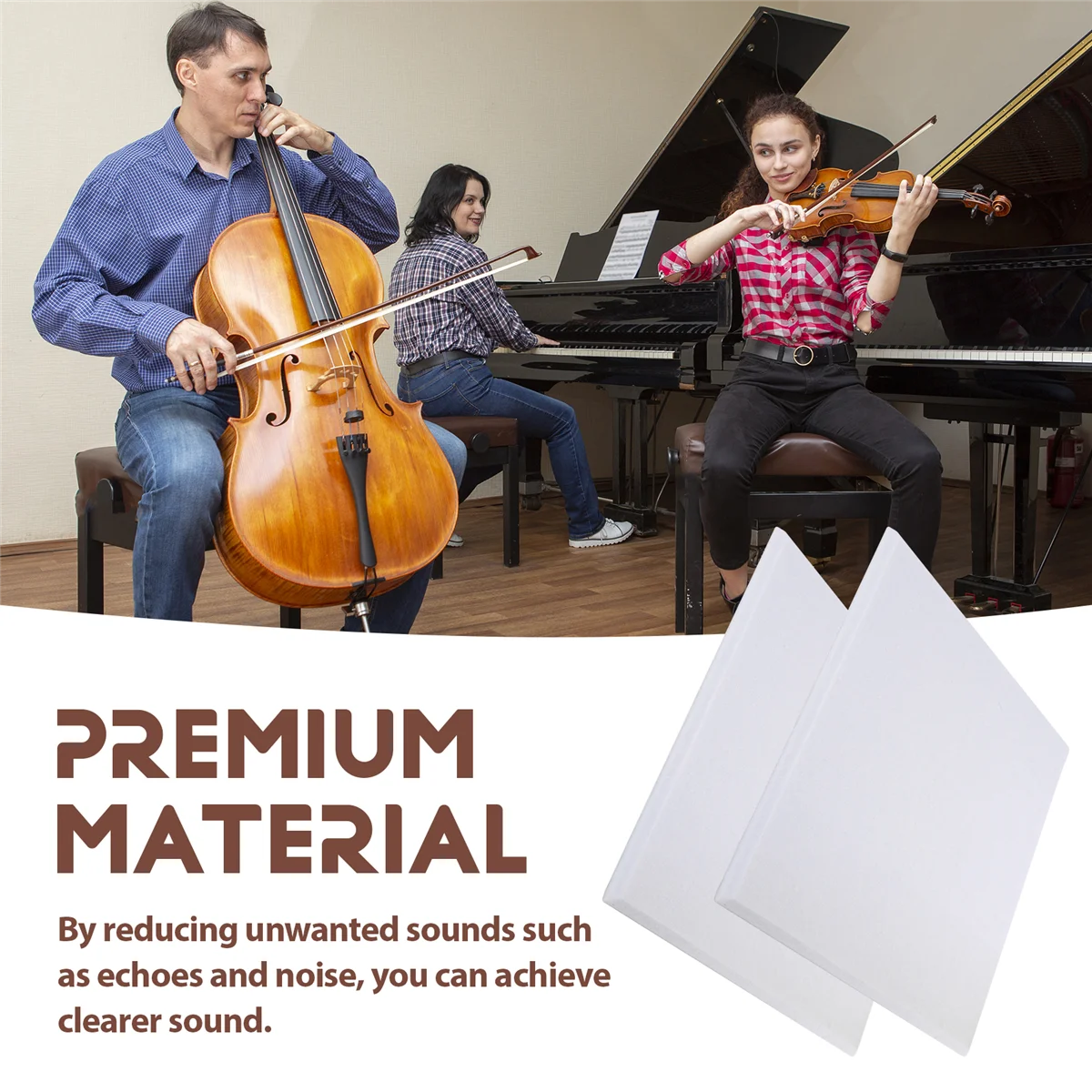 

B43C Self-Adhesive Acoustic Panels 12 Pack,12 x 12 x 0.4 inch Sound Proof Padding,Sound Absorbing Panel for Home ,White