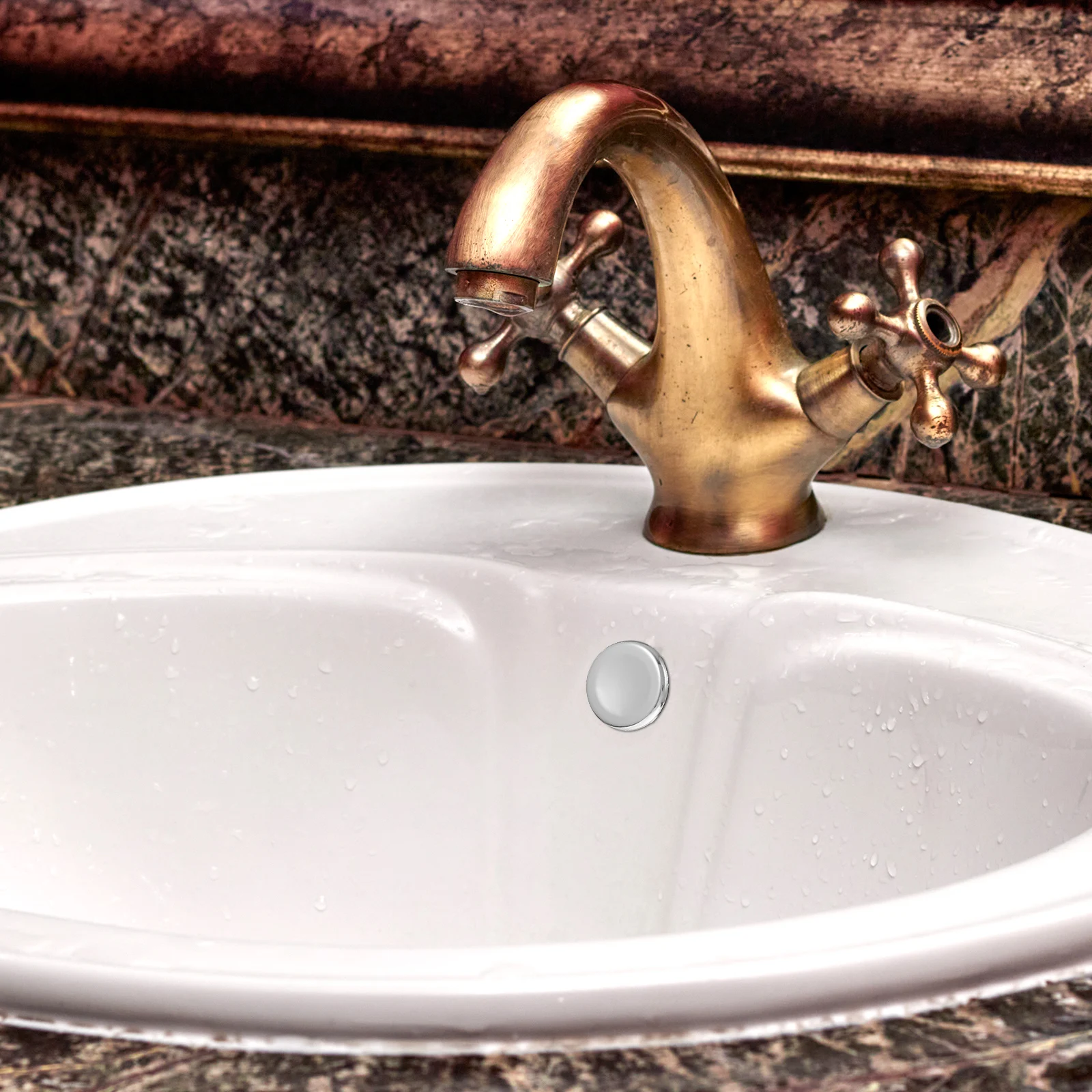

8 Pcs Overflow Hole Decoration Shiny Sink Cover Bathroom Drain Seal Reusable Covers for Tub Plastic Plating Ring