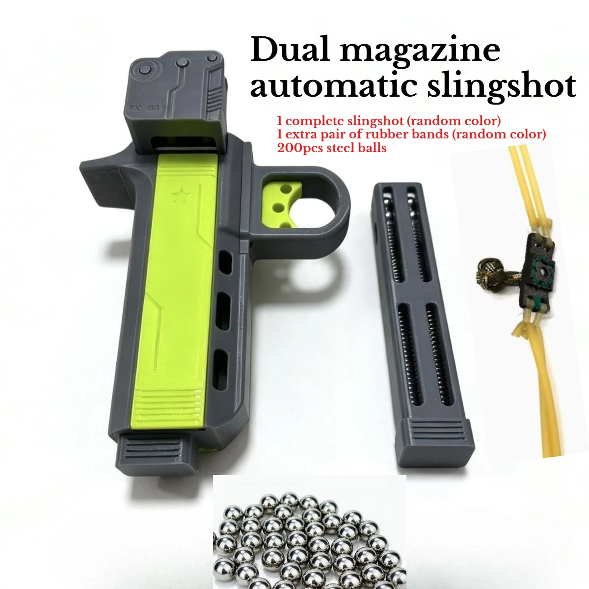 NEW 3D Printed Dual Magazine Automatic Slingshot Outdoor Sports Tool Parts