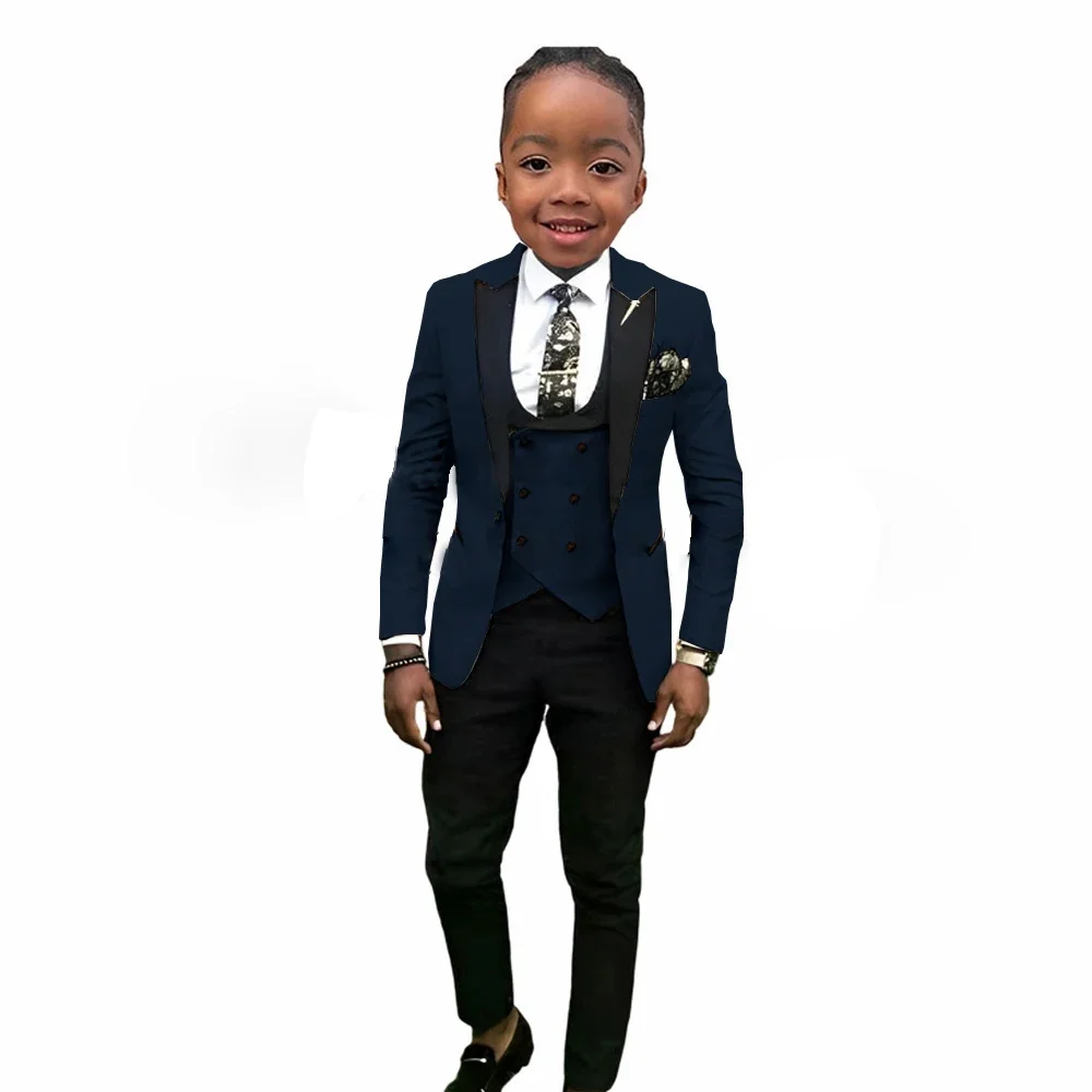 

Boys Suit Peak Lapel 3 Pieces Jacket Vest Pants Formal Clothing Child Blazer Party Dress Wedding Set Conjuntos Para Niños