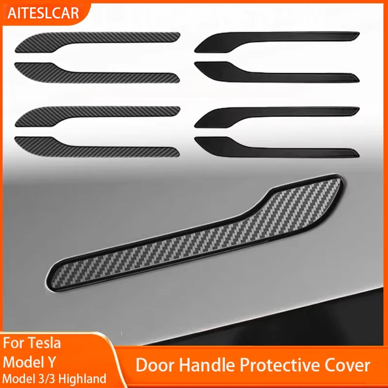 Car Door Handle Wrap Cover Decorative Stickers 4Pcs/Set Anti-scratch For Tesla Model Y/3/3+ Highland 2025 ABS Protector Sticker