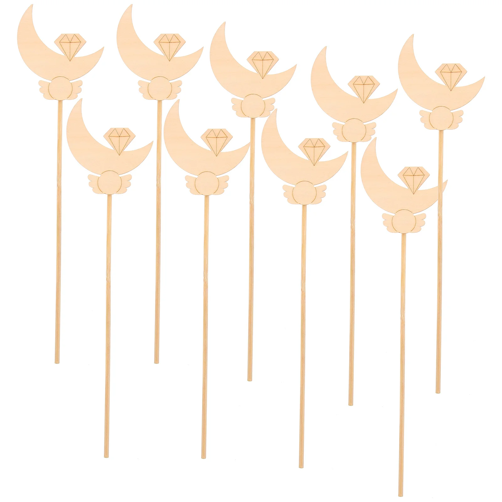 ULDIGI 10pcs Wooden Fairy Sticks Coloring Toy for Kids Unfinished Princess Graffiti Craft Beige