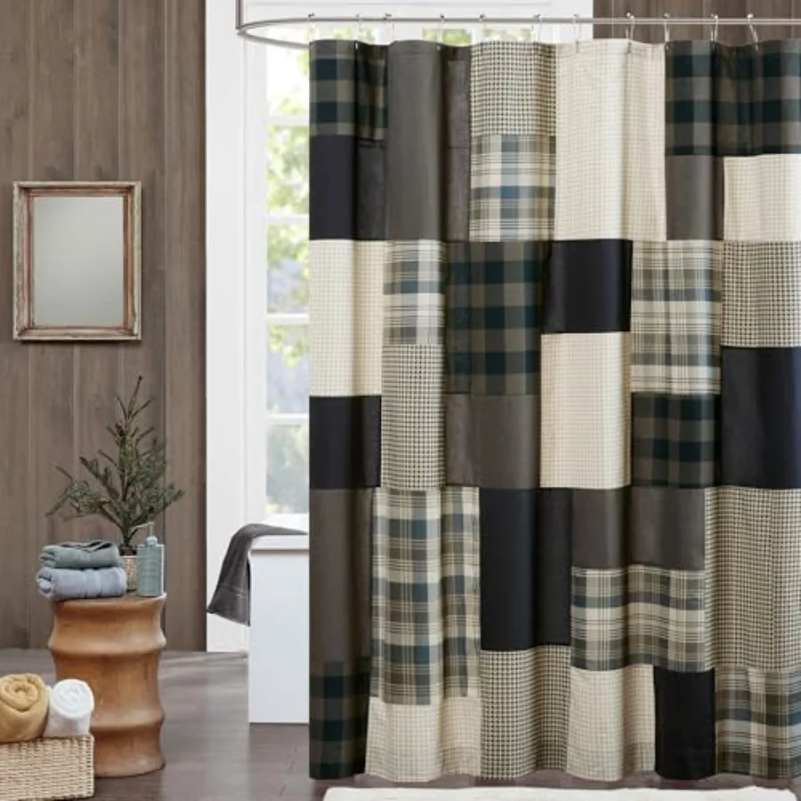 

Хлопковая шторка для душа Woolrich Winter Hills в клетку, для ванной комнаты, 72 x 72 дюйма