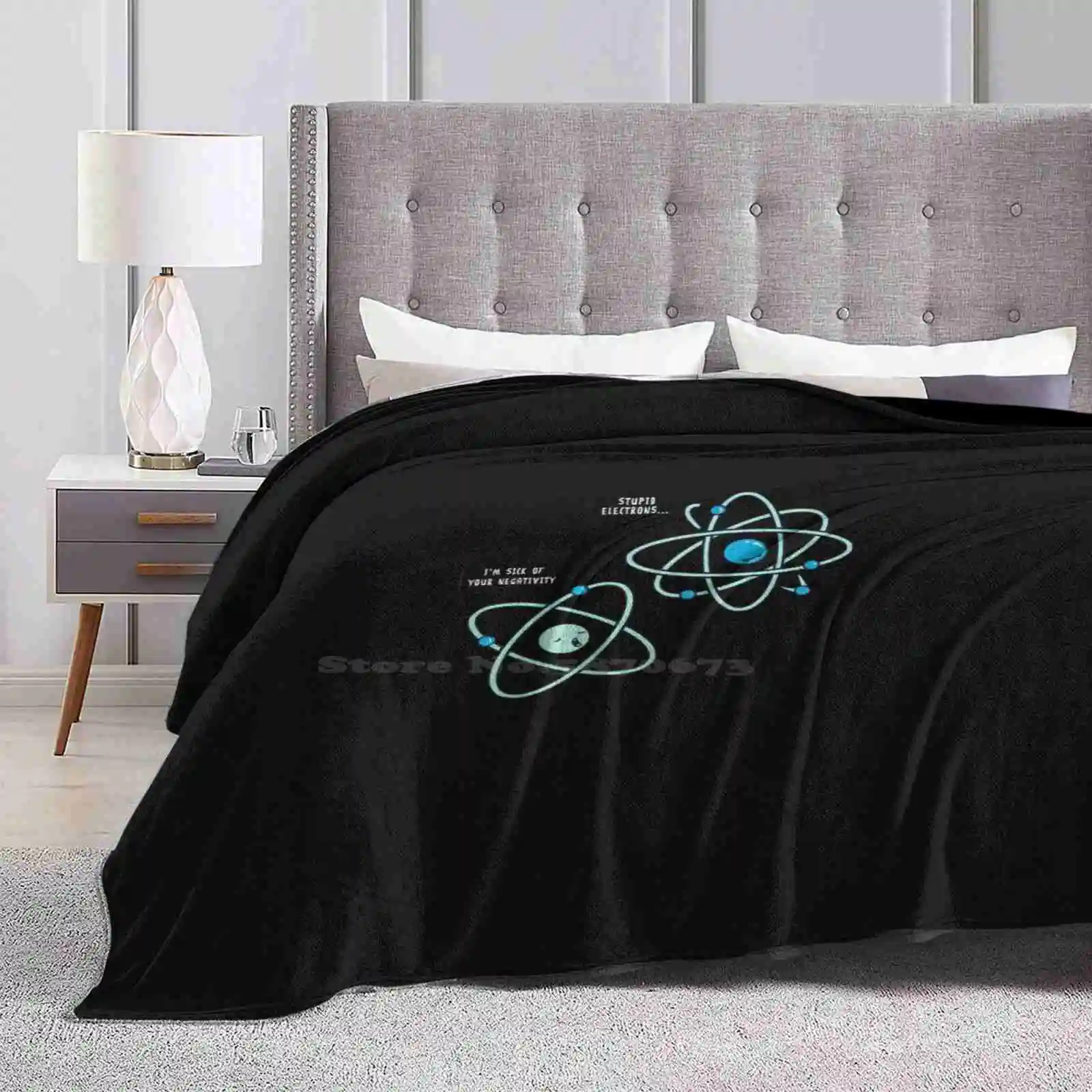 Negative Atom New Arrival Fashion Leisure Warm Flannel Blanket Geeky Bootsboots Atoms Electrons Ions Science Chemistry Elements