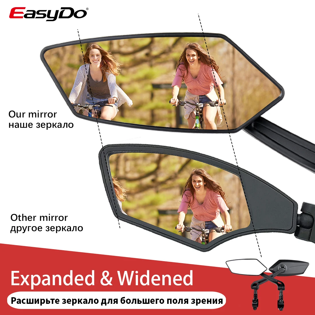 Etook Bicycle Rear View Mirror Bike Cycling Wide Range Back Sight Reflector Adjustable Left Right Mirrors