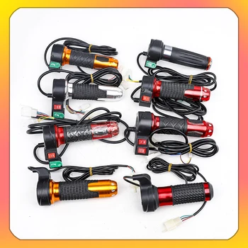 Acelerador de polegar para bicicleta elétrica, com alça, 24v, 36v, 48v, 60v, 72v, interruptor liga/desliga, acelerador de dedo, torção
