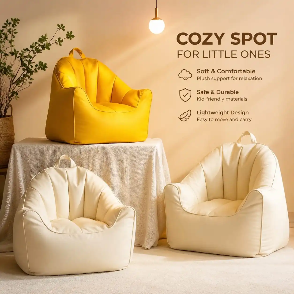 Waterproof Bean Bag Sofa for Kids – Lightweight, Comfortable Leisure Seat for Living Room or Tatami Space