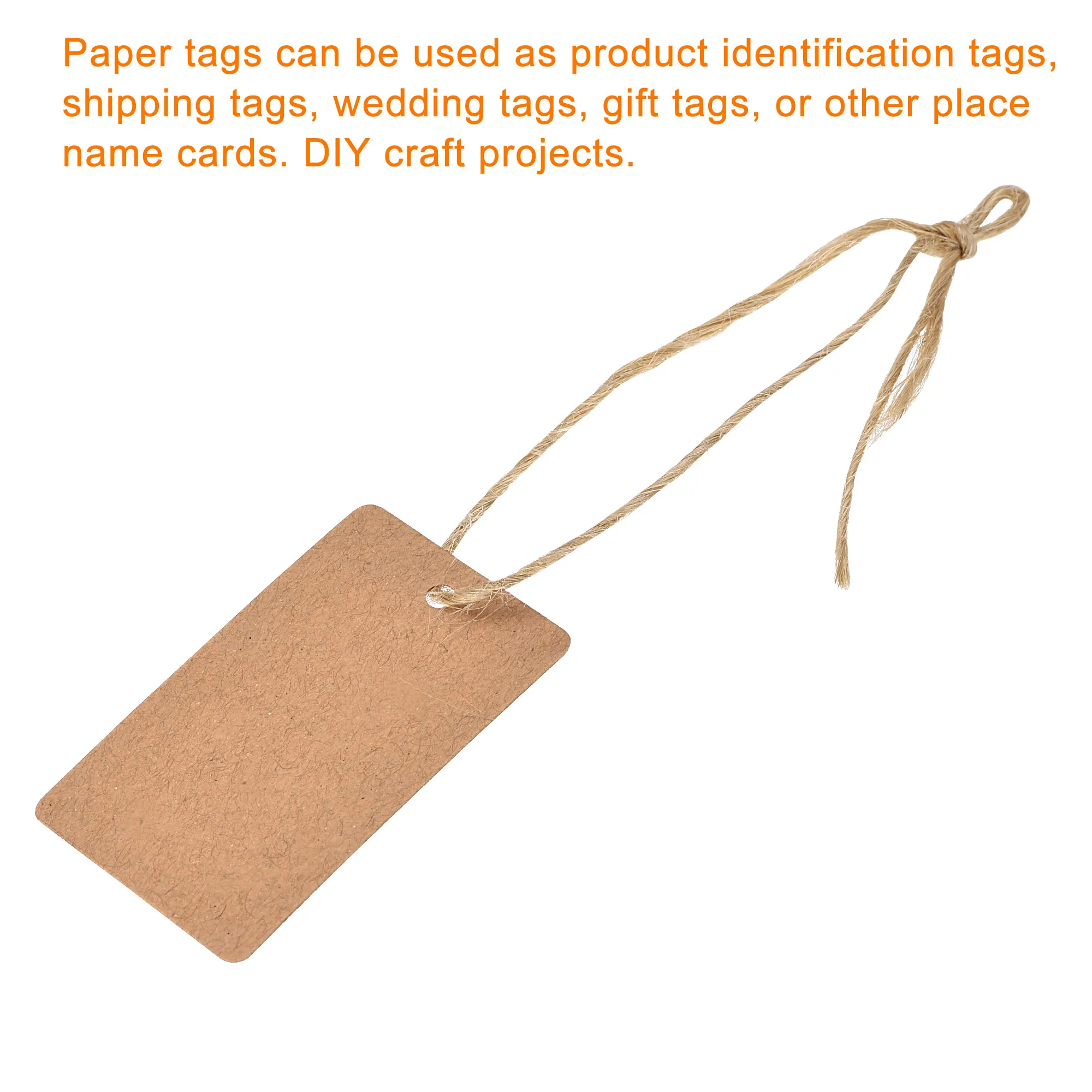 Uxcell รูปสี่เหลี่ยมผืนผ้ากระดาษ Blank Hang Tags สำหรับของขวัญกับเกลียวเชือกสีกากี,สีขาว50X30มม.ยาว65.6ฟุตแพ็ค200
