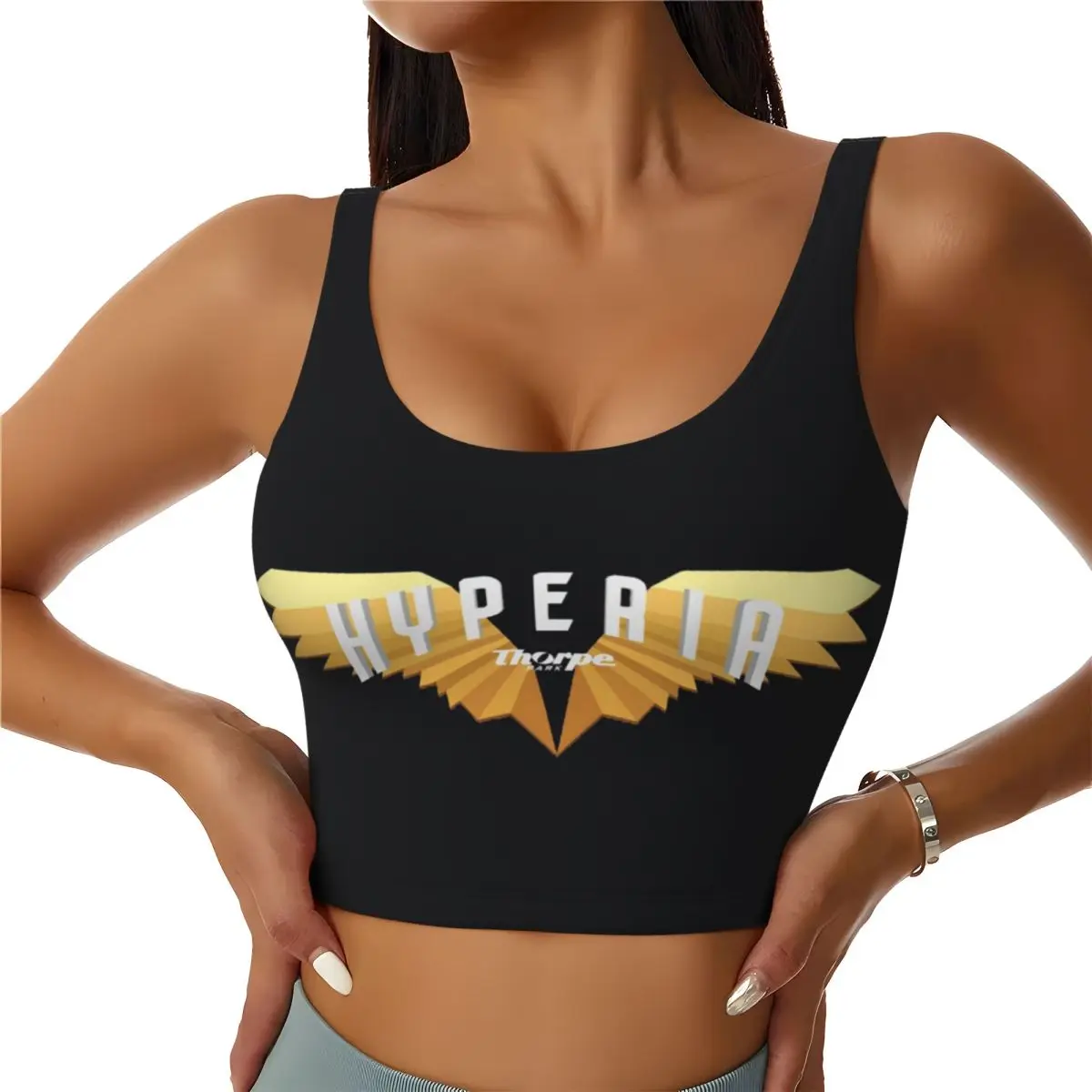 

Custom Hyperia Thorpe Park Logo Women Sports Bras High Impact Vest Gym Workout Yoga Crop Tank Tops