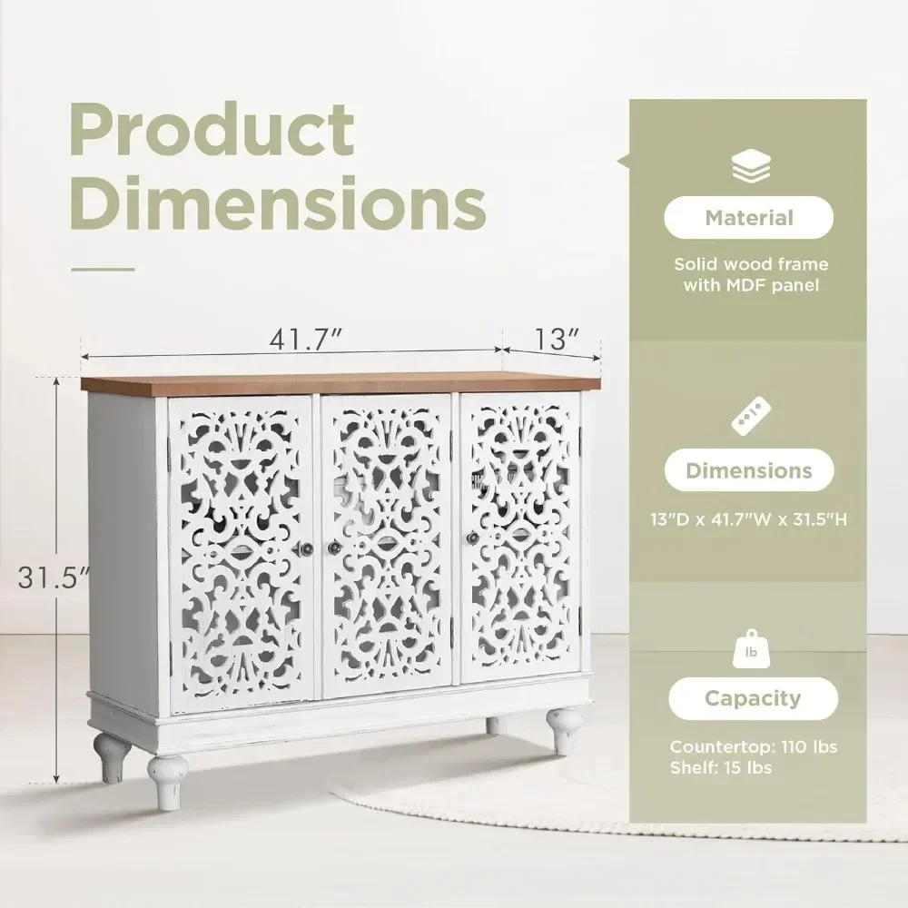 XMSJ-meuble de salon, armoire d'appoint à 3 portes sculptées en creux, armoires de rangement pour la cuisine, armoire de salon