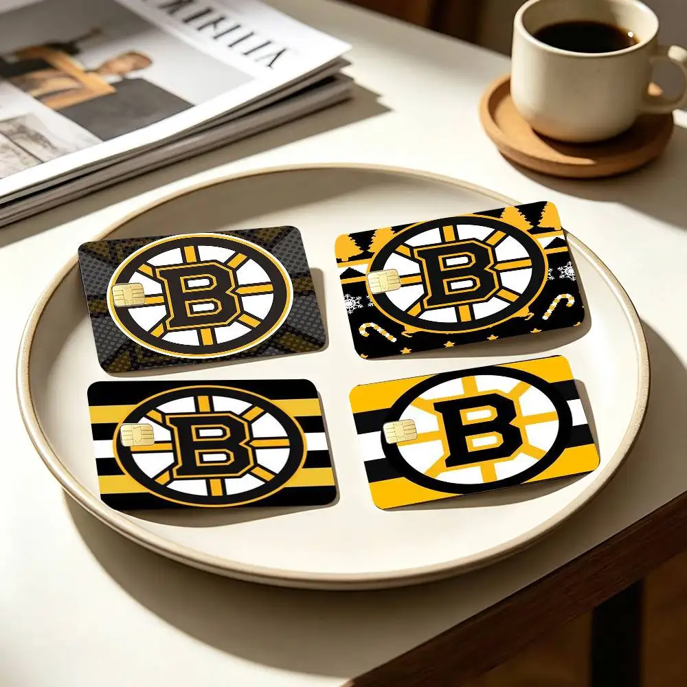 cool B-Boston-B-Bruins 4pcs 1Set Card Stickers Small Waterproof Chip 4PCS Card Sticker Anti-Scratch