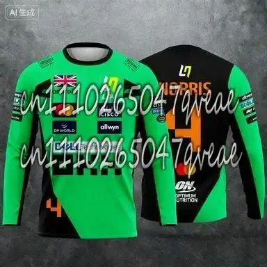 Lando Norris NO.4 2026 New Racing Style Long Sleeved T-shirt, Extreme Sports Racing Suit, Breathable Long Sleeved Sportswear view 3