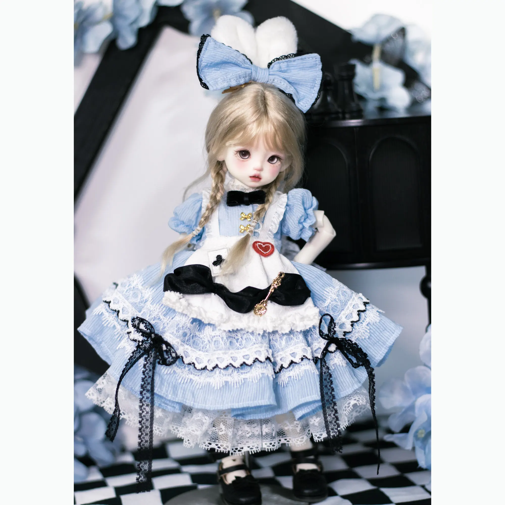 Kawaii Dolls Accessories 6 Points Bjd Baby Clothes Six Points Blue Feather Concerto New Fashion Lolita Style Doll Clothes