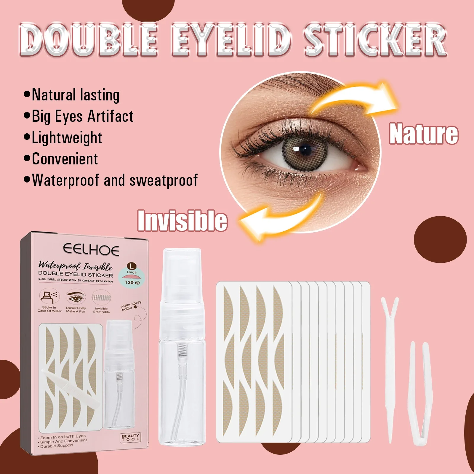 Lace Traceless Double Eyelid Patch, Natural And Traceless, With Double Blisters Inside. Non Adhesive Lace Double Eyelid Patch